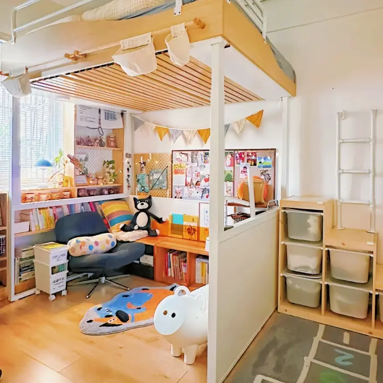 Electric loft bed frame B01 with cozy paradise -Vakadesk (1)