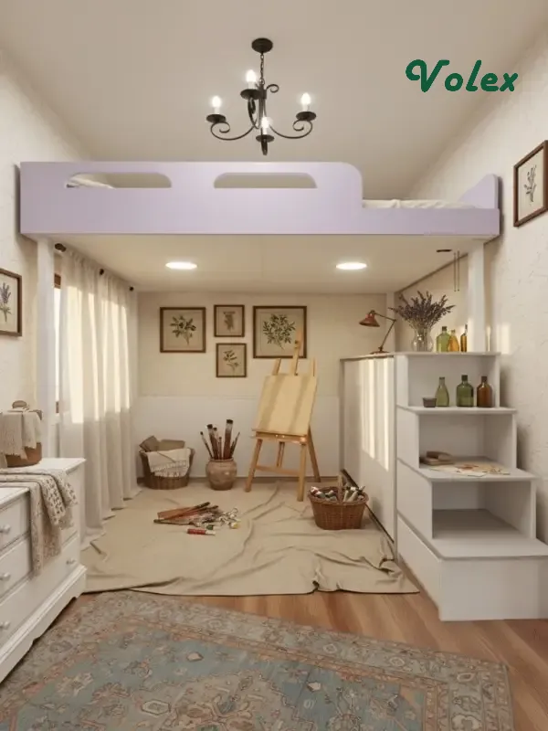 Electric height adjustable loft bed B01 _14 -Vakadesk