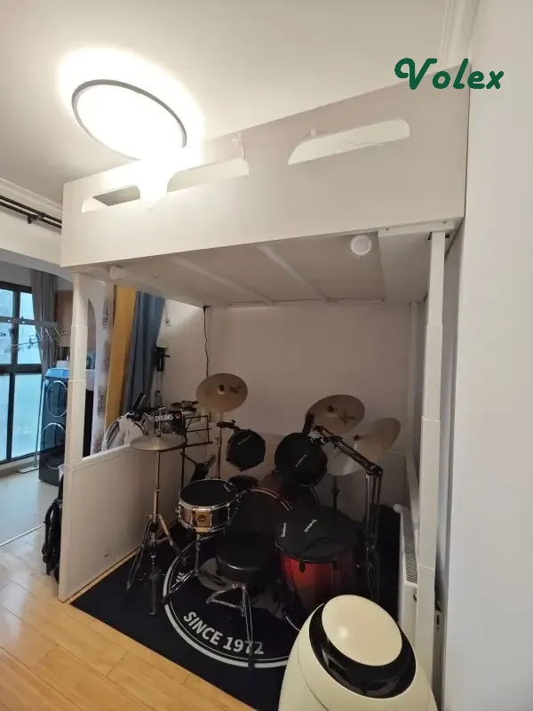 Electric height adjustable loft bed B01 with Drums _02 -Vakadesk