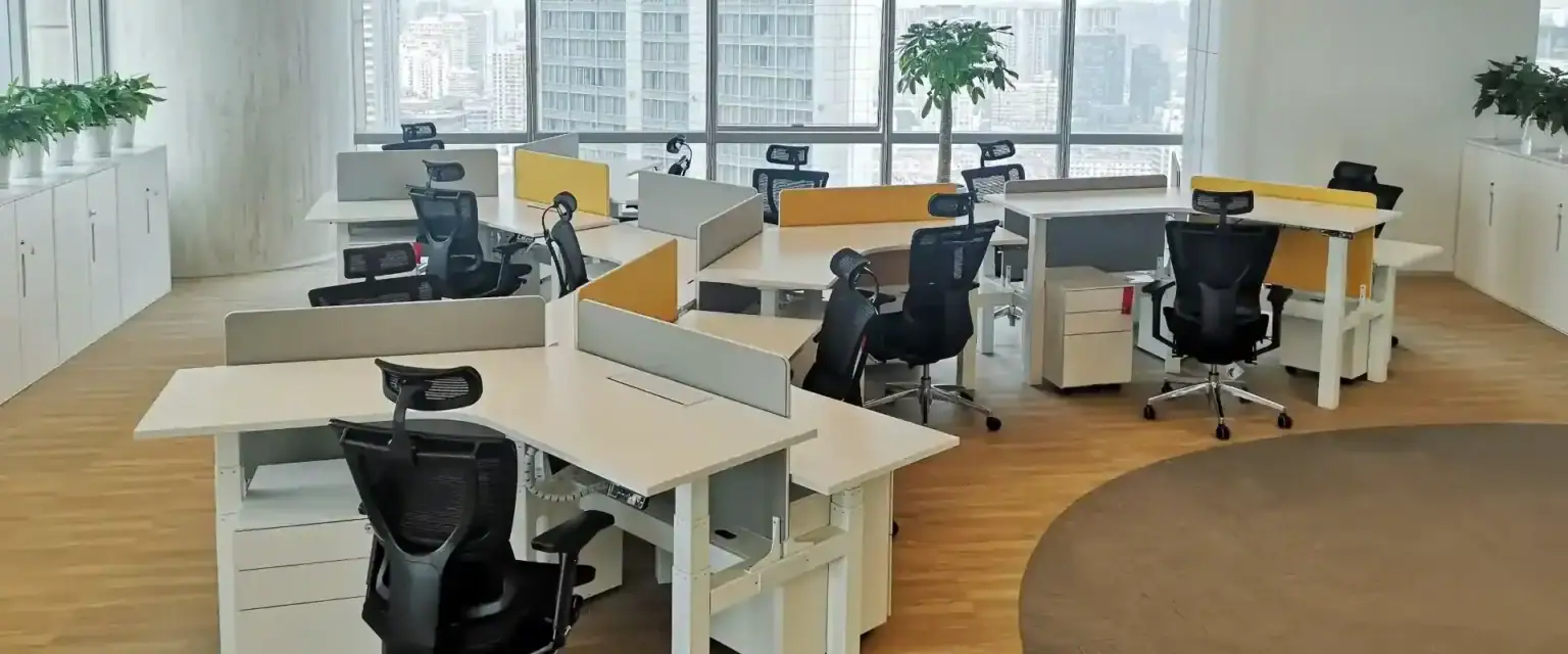 L-shape sit-to-stand desk direct from China factory Vaka