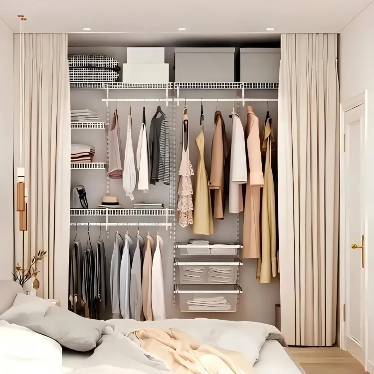 Metal closet vs Wooden closet for small bedroom design (1)